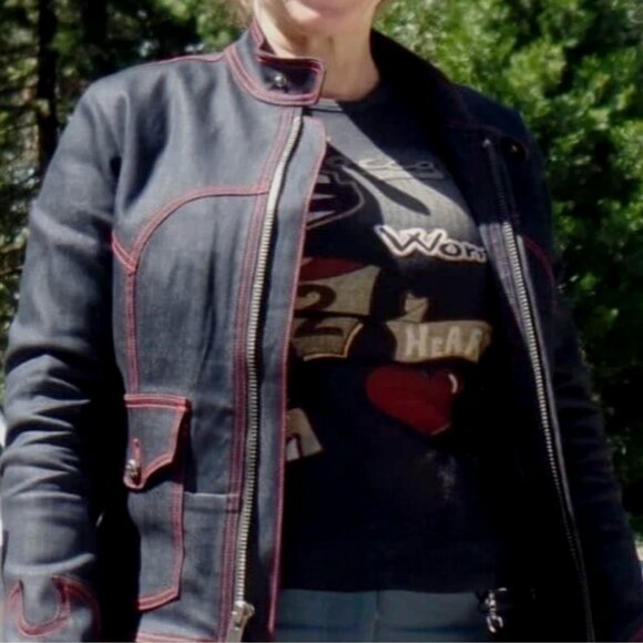 Gigi Montrose Speed Women's Motorcycle Jacket XS MADE IN USA Waxed Denim Kevlar - Picture 5 of 16